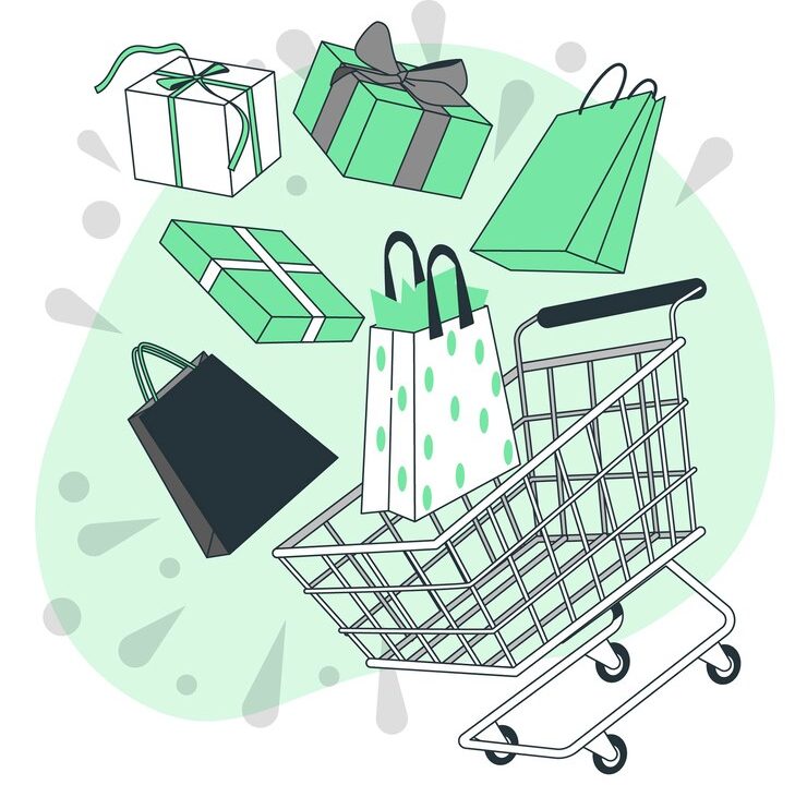 shopping-cart-with-bags-gifts-concept-illustration_114360-18775
